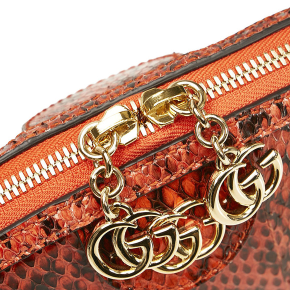 Gucci Python Double G Shoulder Bag Orange Python Leather - Picture 5 of 10